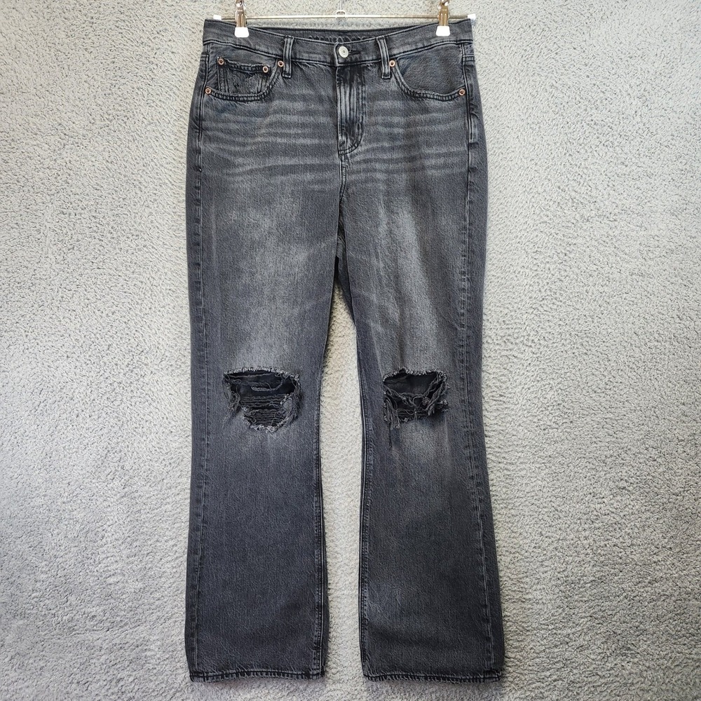 American Eagle Distressed Bootleg Jeans Womens 10 (Fits 32x30.5) Faded High Rise
